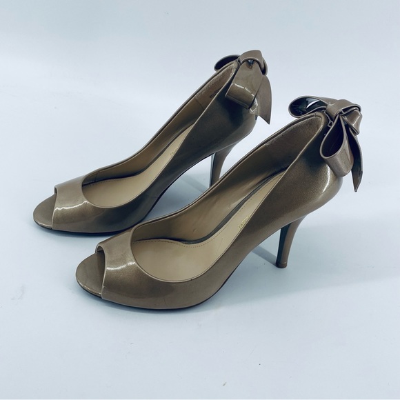 Enzo Angiolini Eamistle Natural Nude Peep Toe Heels With Ankle Lace Bows Sz 6.5M - Picture 2 of 13